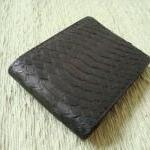 Leather Men Wallet. Genuine Snakeskin. Black..